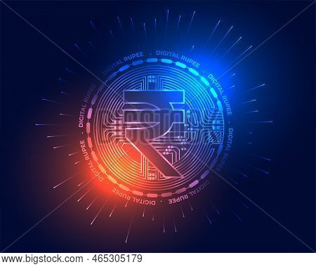 Stylish Digital Currency Indian Rupee Futuristic Concept Background Vector
