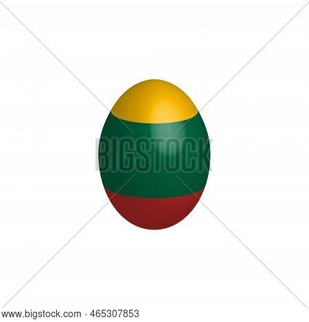 Easter Egg In The Colors Of The Lithuanian Flag. Lithuania Flag. Easter Chicken Egg. Christian Relig