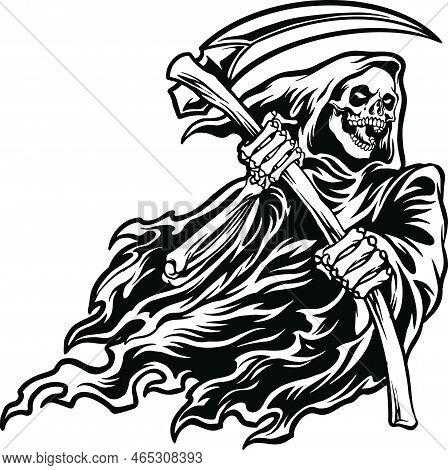 Silhouette Grim Reaper Horror Clipart Vector Illustrations For Your Work Logo, Merchandise T-shirt, 
