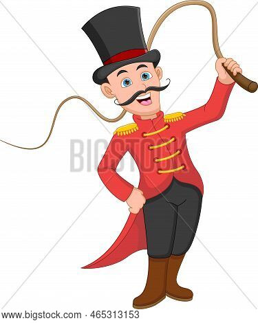 Circus Ringmaster Cartoon Isolated  On White Background