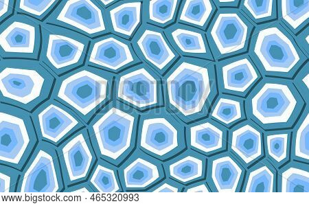 Abstract Modern Turtle Shell Seamless Pattern. Animals Trendy Background. Blue Decorative Vector Ill