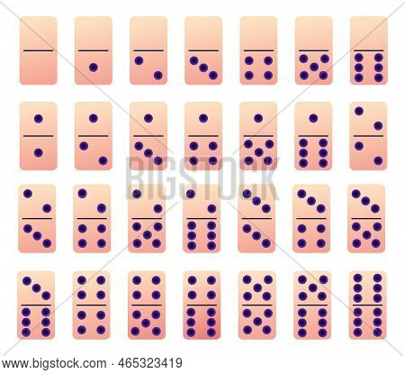 Domino Pieces. Play Game Board. Simple Black And White Casino Bones With Circle Dot Signs. Gaming To