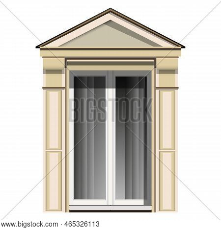 Dormer Window In Realistic Style. Architectural Details Of Houses. Colorful Vector Illustration Isol