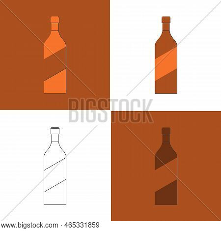 Bottle Of Brandy, Great Design For Any Purposes. Flat Style. Color Form. Party Drink Concept. Icon B