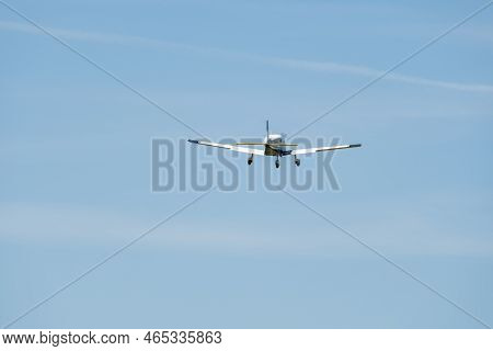 Lommis, Switzerland, May 11, 2022 Piper Pa28-181 Archer Iii Propeller Plane Is Departing From A Smal