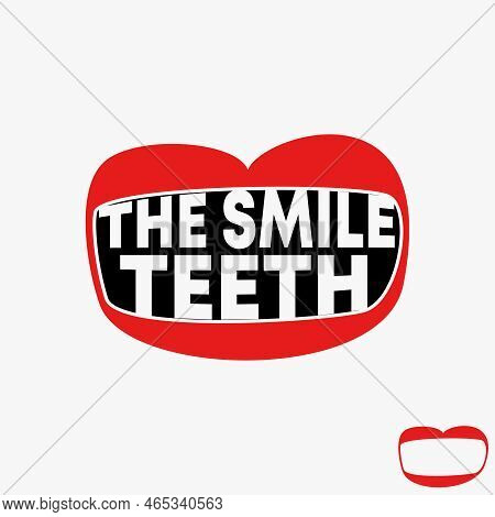 Simple And Unique Letter Or Word The Smile Teeth Font With Mouth Lips And Tooth Image Graphic Icon L