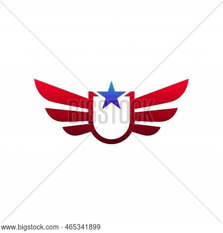 Wings Logo. Wings And Shield Icon. Vector Illustration Of A Wing And Shield.
