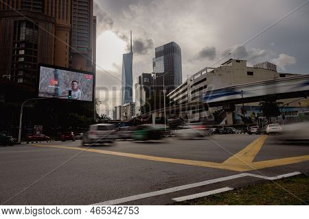 Kuala Lumpur, Malaysia - October 23, 2022: On A Street Corner In The Malaysian Capital. New Second T