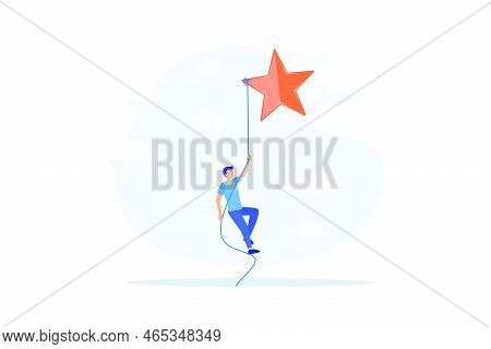 Effort To Achieve Goal Or Success, Courage Or Risk Taking To Win Business Or Career Growth, Reaching