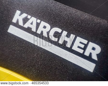 Krakow, Poland, May 19, 2022: Closeup Karcher Brand Logo. Karcher Sign.