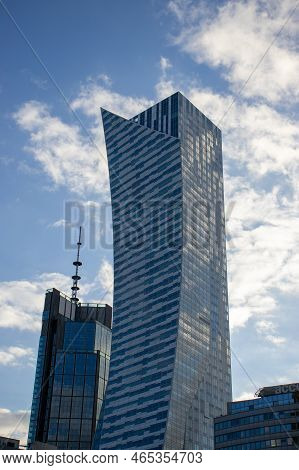 Warsaw Poland, October 2, 2022:  View Of City Center With Modern Skyscrapers - Golden Terraces Shopp