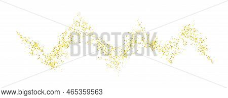 Zigzag, Squiggle Plume Golden Abstract Grainy Texture, Crumbs For Background Or Backdrop. Gold Dust.