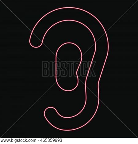 Neon Ear Red Color Vector Illustration Image Flat Style Light