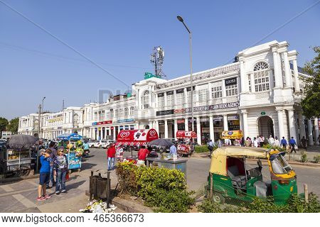 Delhi, India - October 16, 2012: Connaught Place Is One Of The Largest Financial, Commercial And Bus