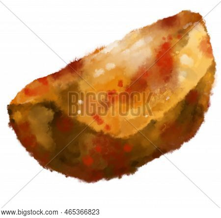 Fries Potato Wedge Thick Cut Deep Fried Patatoes Watercolor Painting Illustration Art