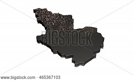 Madinah Metallic Premium Black Map Isolated On White. 3d Illustration