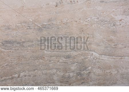 Travertino Grigio Etrusco - Natural Travertine Stone, Photo Of Slab. Matt Light Beige Pattern For Ex