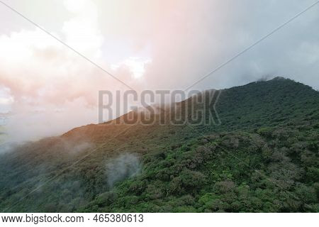 Mombacho  Volcano Pick On Clouds Fog