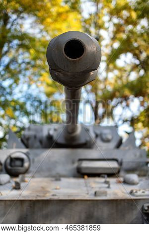 Barrel Of A Old Tank. War Conflict