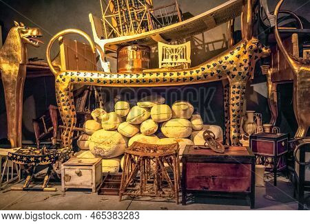 Bratislava, Slovakia - December 14: King Tut Tomb And Treasures At The Tutankhamun Exhibition On Dec