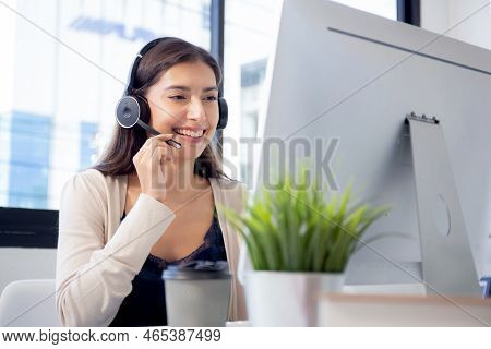 Customer Service With Friendly, Businesswoman Is Call Center And Operator For Support Client, Assist