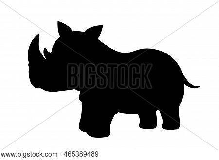 Dark Silhouette Of Rhinoceros. Aesthetics And Elegance, Creativity And Art. Large African Animal. Sa