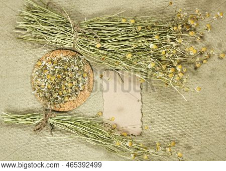 Chamomile, Camomile. Herbs For Use In Alternative Medicine, Phytotherapy, Spa Or Herbal Cosmetics. P