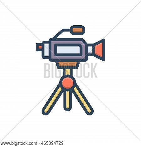 Color Illustration Icon For Documentary Broadcast Film Cinema Documentaries Filmmaking Videographer 