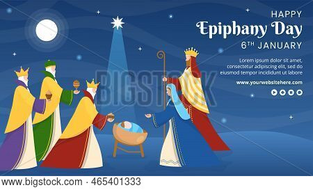Happy Epiphany Day Video Channel Flat Cartoon Hand Drawn Templates Illustration