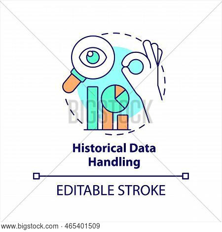 Historical Data Handling Concept Icon. Analyze Progress. Research Working Process Abstract Idea Thin