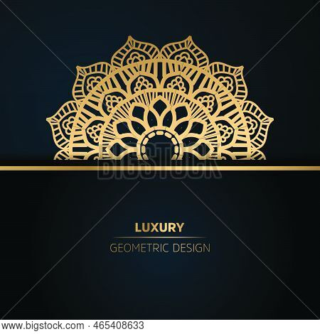 Elegant, Luxury Ornamental Mandala Design In Gold Colour On Black Background. Mandala With Floral Pa