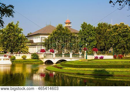 Ayutthaya, Thailand - December 24, 2009: Beautiful Buildings And Park In The Sommerpalace Bang Pa In