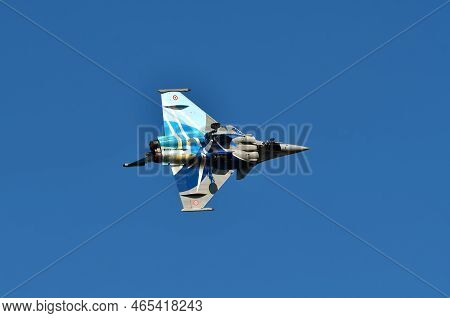 Gdynia, Poland - August 22, 2021: Flight Of The French Air Force Dassault Rafale Fighter Plane At Th