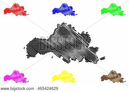 Keros Island (hellenic Republic, Greece, 	Cyclades Archipelago) Map Vector Illustration, Scribble Sk