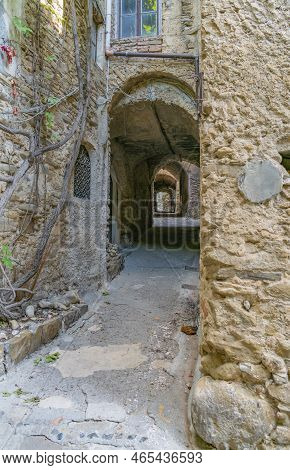 Impression Of Bussana Vecchia, A Former Ghost Town Of The Liguria Region In Italy