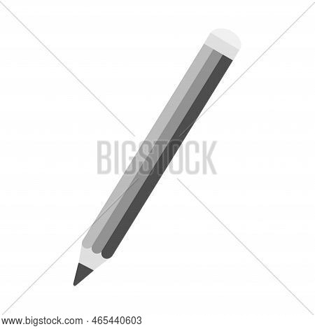 Vector Wooden Pencil With Rubber Eraser. Sharpened Detailed Office Mockup, School Tool, Creativity, 