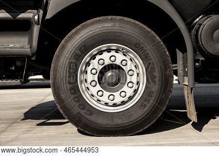 Cadca, Slovakia - October 13, 2010: Goodyear Omnitrac Mss Tyre On A Heavy Duty Truck