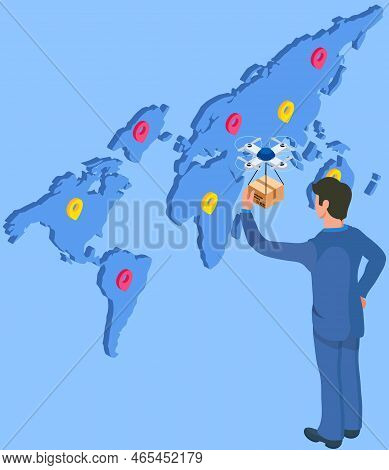 Online World. Global Network Connection Concept. Worldwide Delivery Services. Internet Communication