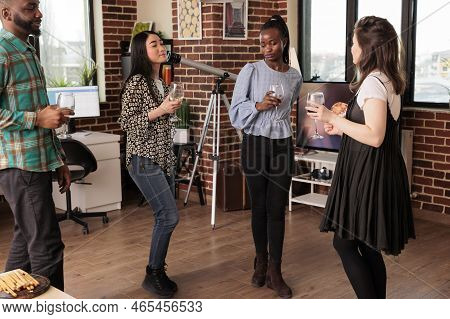 Various Ethnicities Young Adults Women, Girls, Ladies Drinking Wine, Having Fun, Good Time, Enjoying