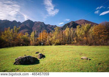Colorful Autumn Foliage Parco Nazionale Abruzzo Italy. Landscape