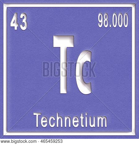Technetium Chemical Element, Sign With Atomic Number And Atomic Weight, Periodic Table Element