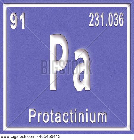Protactinium Chemical Element, Sign With Atomic Number And Atomic Weight, Periodic Table Element