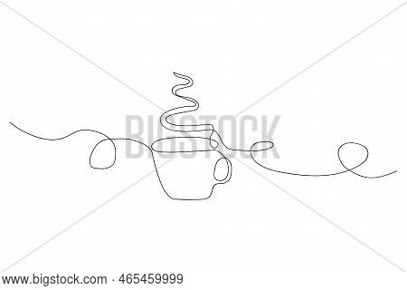 Linear Coffee Cup Line. Abstract Line Drawing. Vector Illustration. Stock Image.