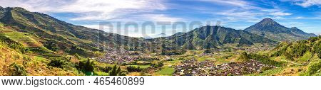 Panorama Of  Sindoro Mountain, Central Java, Indonesia