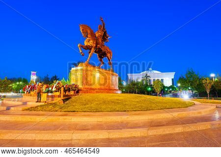 Tashkent, Uzbekistan - April 11, 2021: Amir Timur Monument And Square In The Centre Of Tashkent City