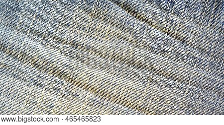 Jeans Fabric Texture. High Quality Stock Photo. The Connection Of The Fibers Of The Fabric.