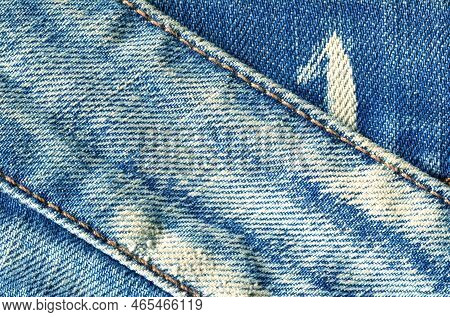 Jeans Fabric Texture. High Quality Stock Photo. The Connection Of The Fibers Of The Fabric.