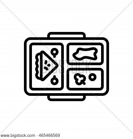 Black Line Icon For Lunch Luncheon Luncheonette Food Meal Dish Lunchbox Tiffin