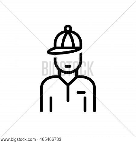 Black Line Icon For Adolescent Teenage Youthful Juvenile Youngster Stripling Boy