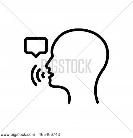 Black Line Icon For Said Spoken Aforesaid Talk Speak Conversation Comment Message
